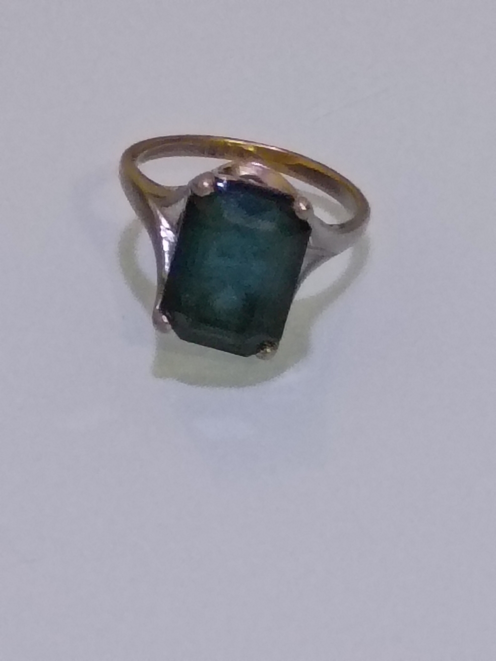 10k Gold Filled Emerald Green Rectangular Stone Ring - Women Jewelry